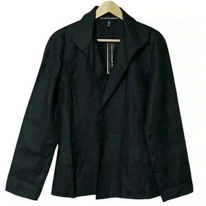 Linda Allard x Ellen Tracy Linen Blazer Women’s 4 Black  Formal Minimalist NWT